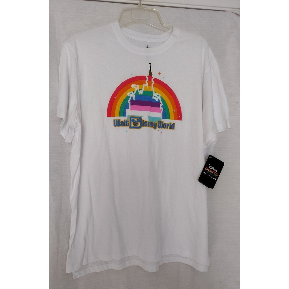Walt Disney World Pride Collection Rainbow Castle T-Shirt Adult XL White